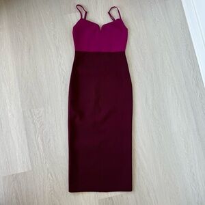 Express Body Con Contour Magenta Top Burgundy Dress